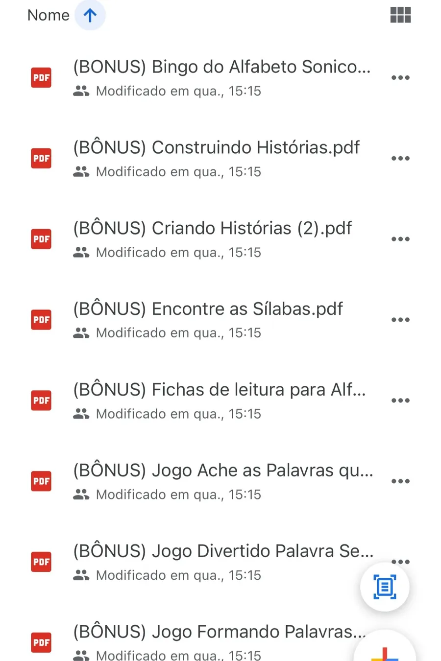 Material recebido
